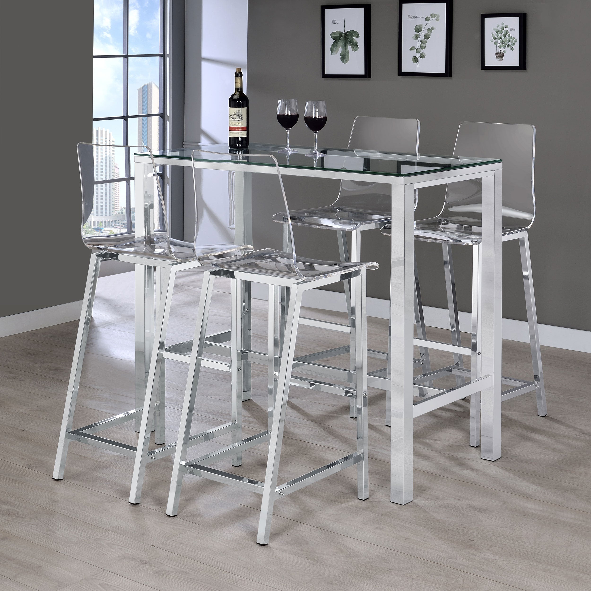 Juelia Bar Stools Chrome and Clear Acrylic (Set of 2)