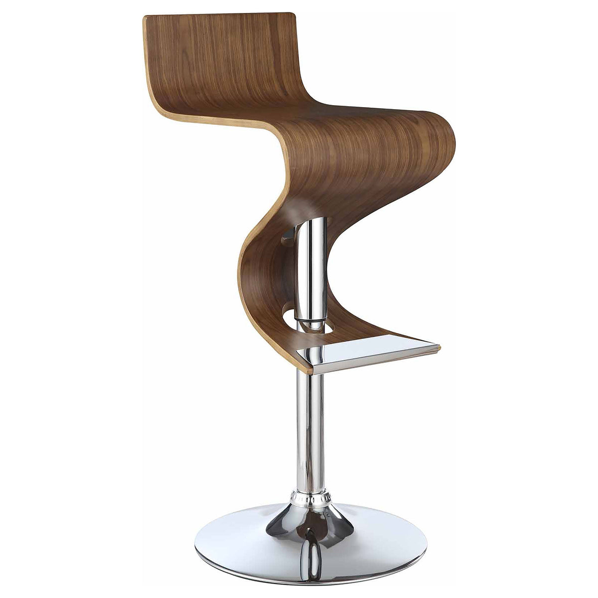 Covina Adjustable Bar Stool Walnut and Chrome