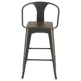 Cavalier Wooden Seat Bar Stools Dark Elm and Matte Black (Set of 2)