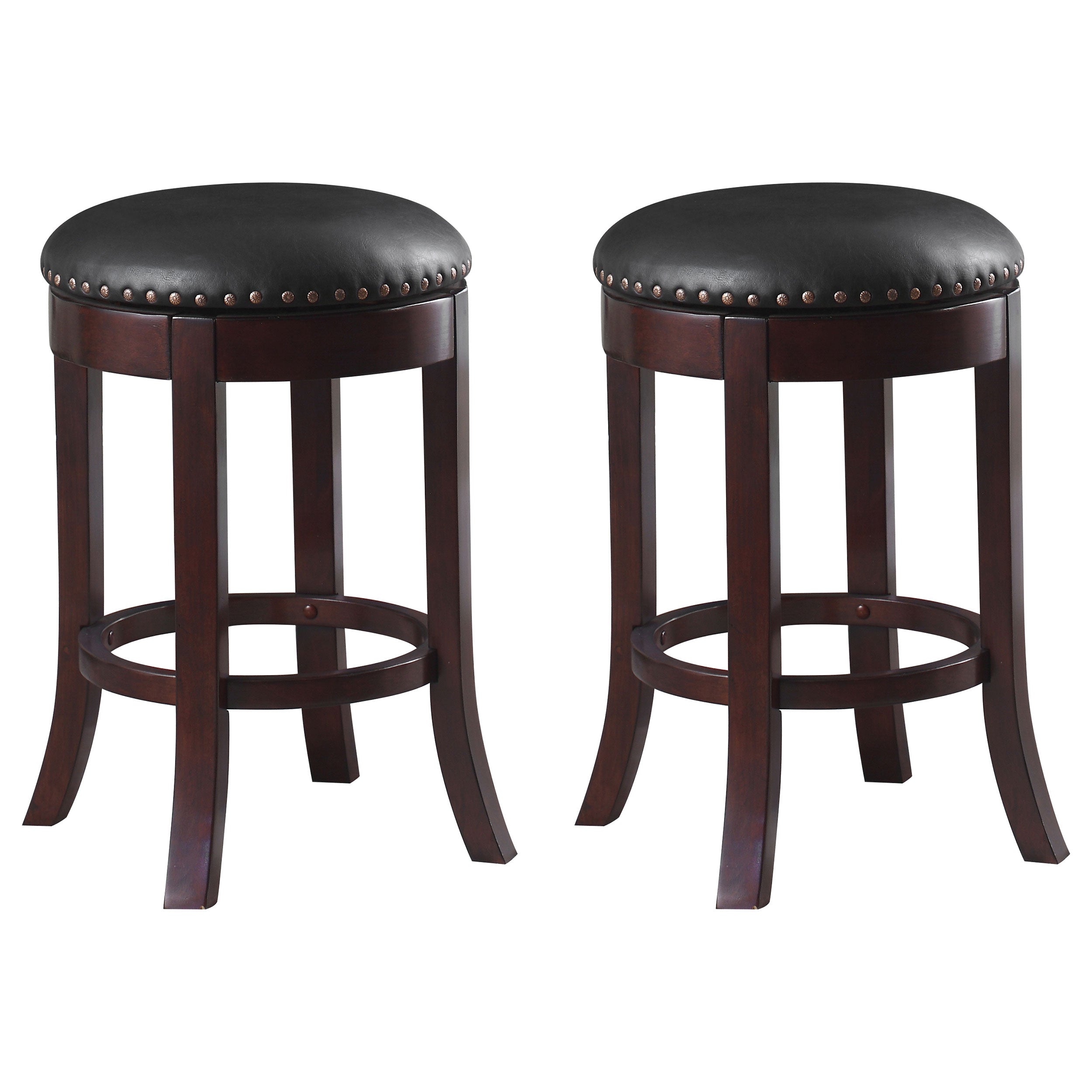 Aboushi Swivel Bar Stools with Upholstered Seat Brown (Set of 2)