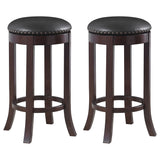 Aboushi Swivel Bar Stools with Upholstered Seat Brown (Set of 2)