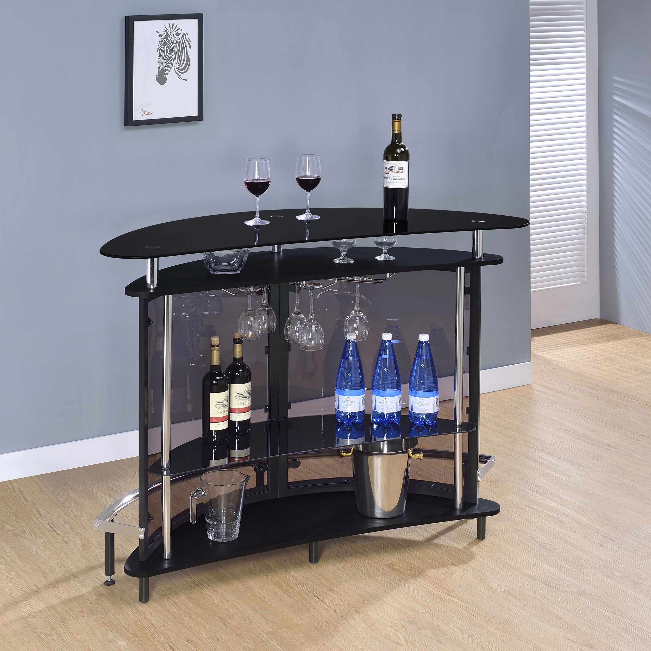 Amarillo 2-tier Bar Unit White and Chrome