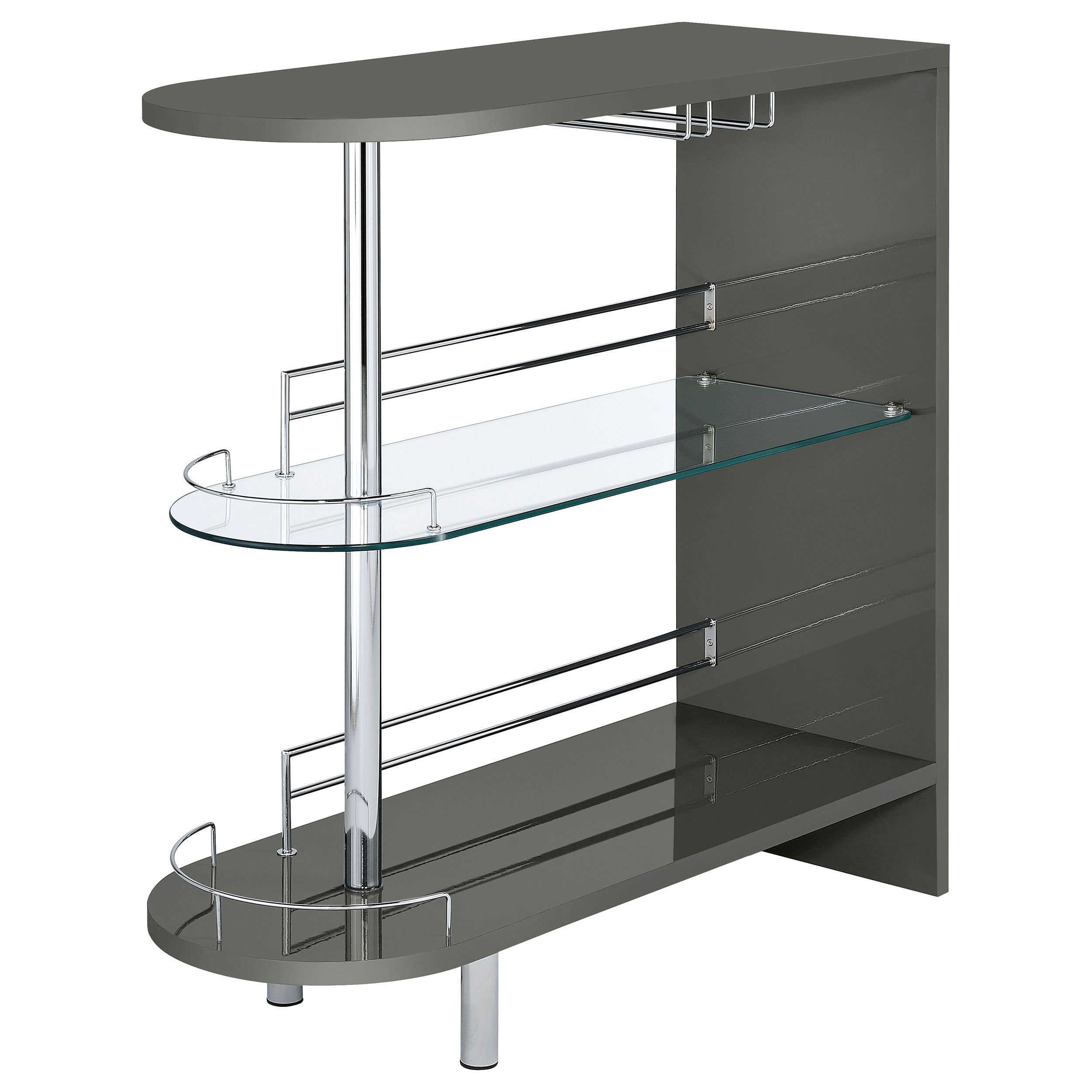 Adolfo 3-tier Bar Table Glossy Black and Clear