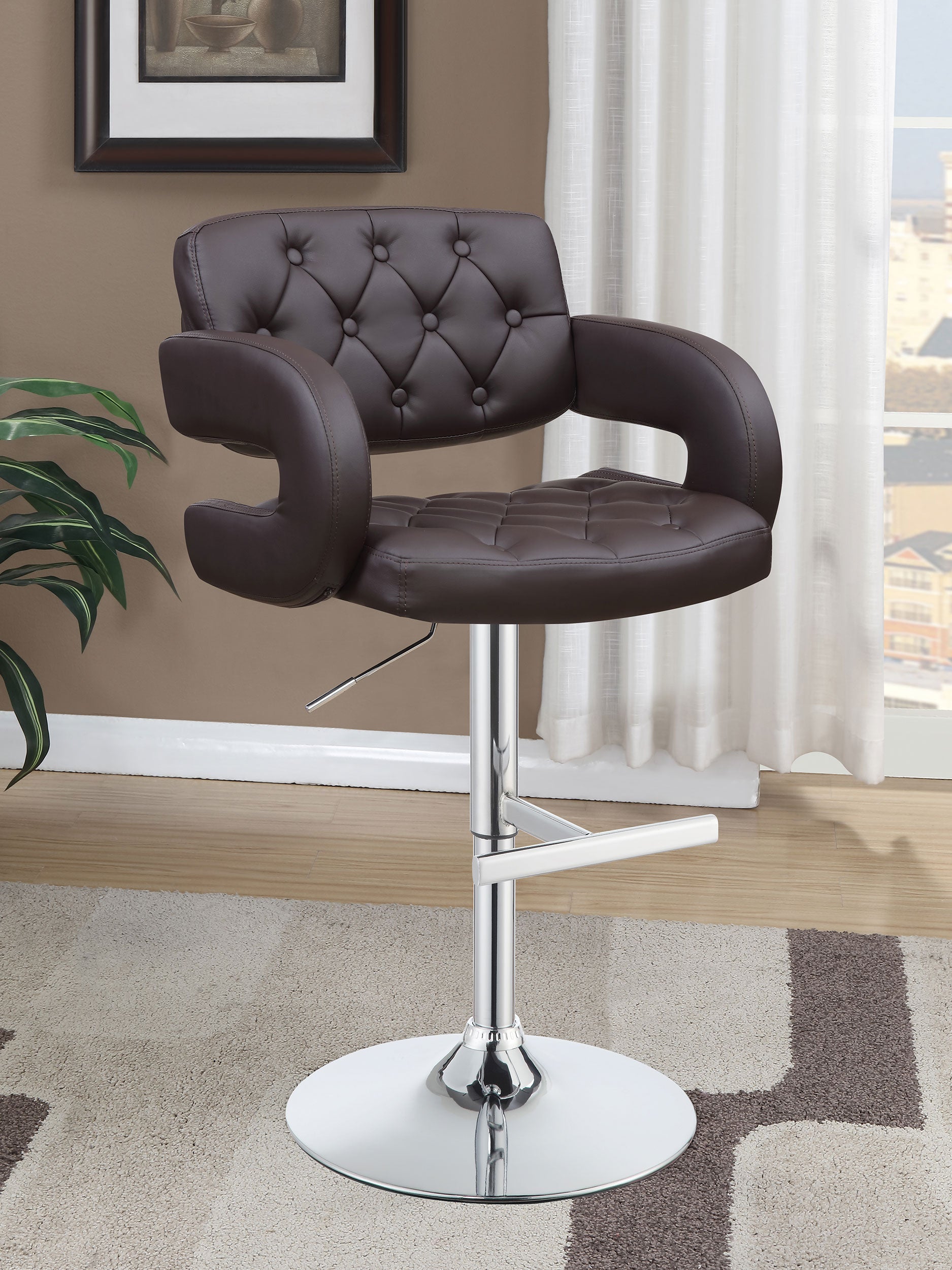 Brandi Adjustable Bar Stool Black and Chrome