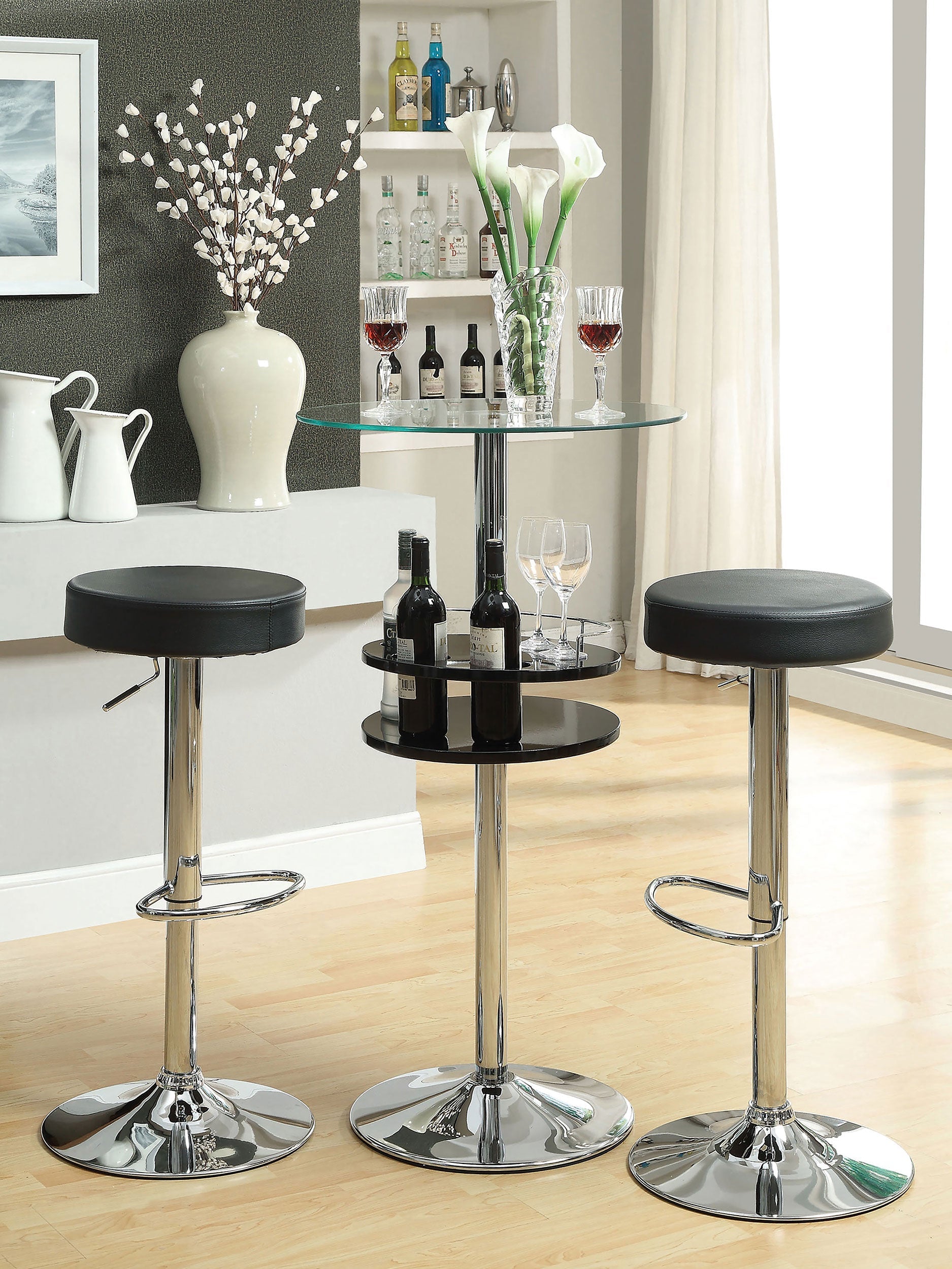 Ramses Adjustable Backless Bar Stool Chrome and White