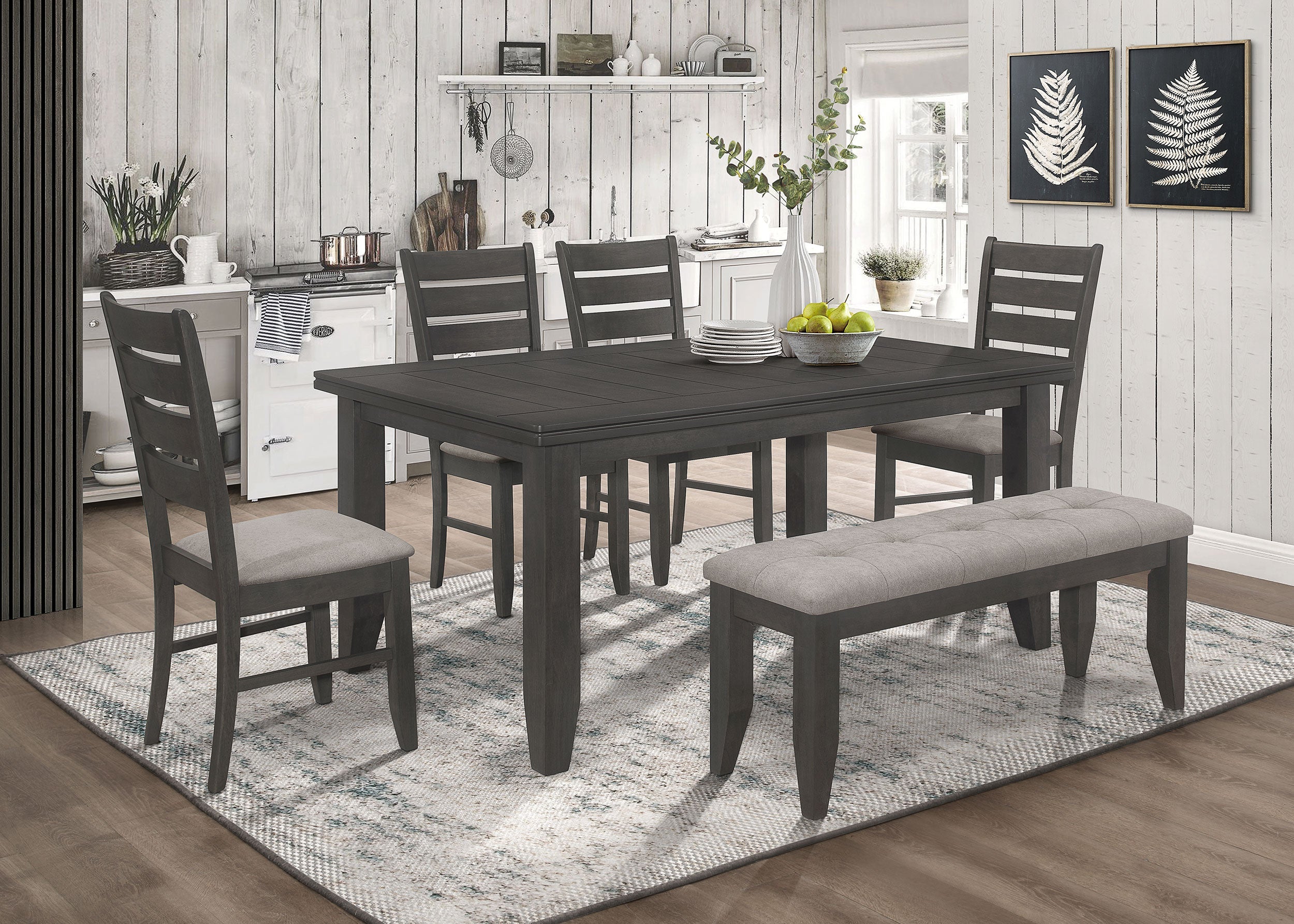 Dalila  Rectangular Dining Set Grey and Dark Grey