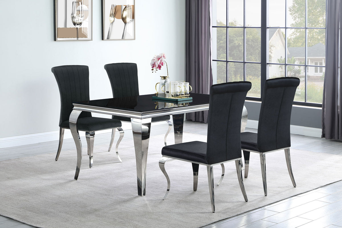 Carone  61" Rectangular Dining Set Black and Chrome