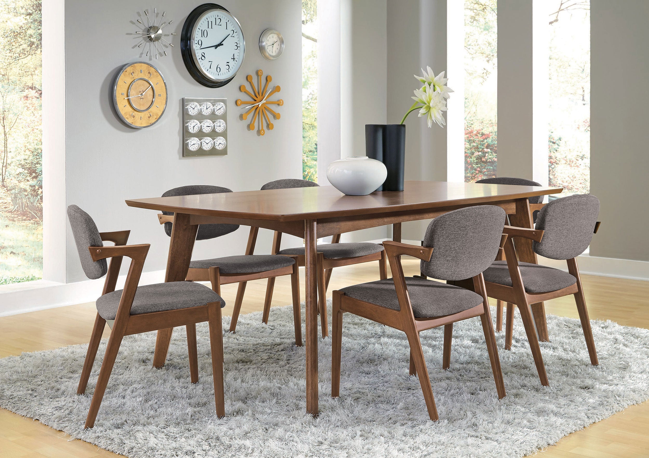 Malone  Dining Room Set Dark Walnut and Brown