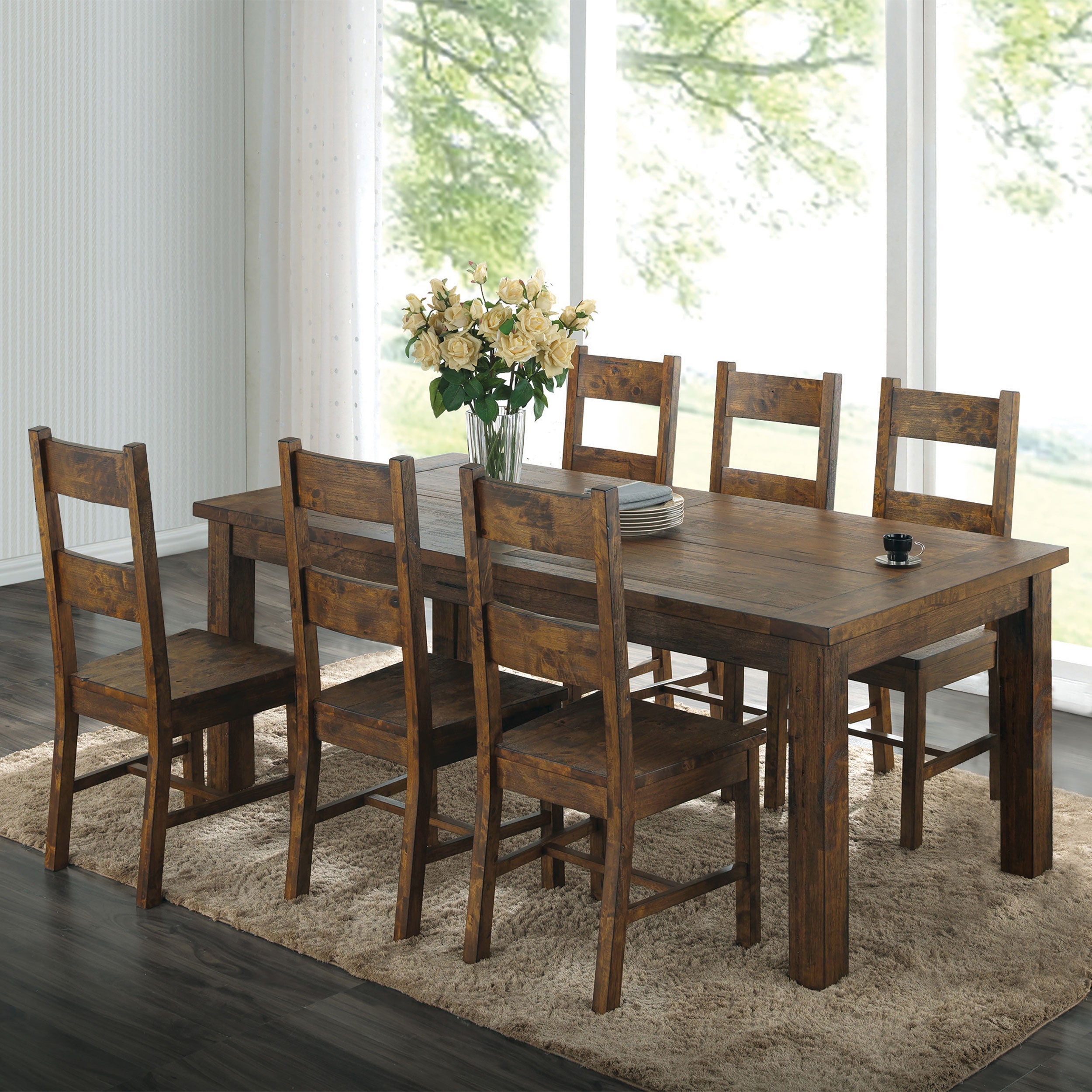 Coleman  Rectangular Dining Set Rustic Golden Brown