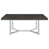 Benson Rectangular Trestle Base Dining Table Dark Oak and Chrome