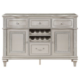 Evangeline 4-drawer Sideboard Server with Faux Diamond Trim Silver Oak