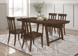 Reynolds  Rectangular Dining Table Set Brown Oak