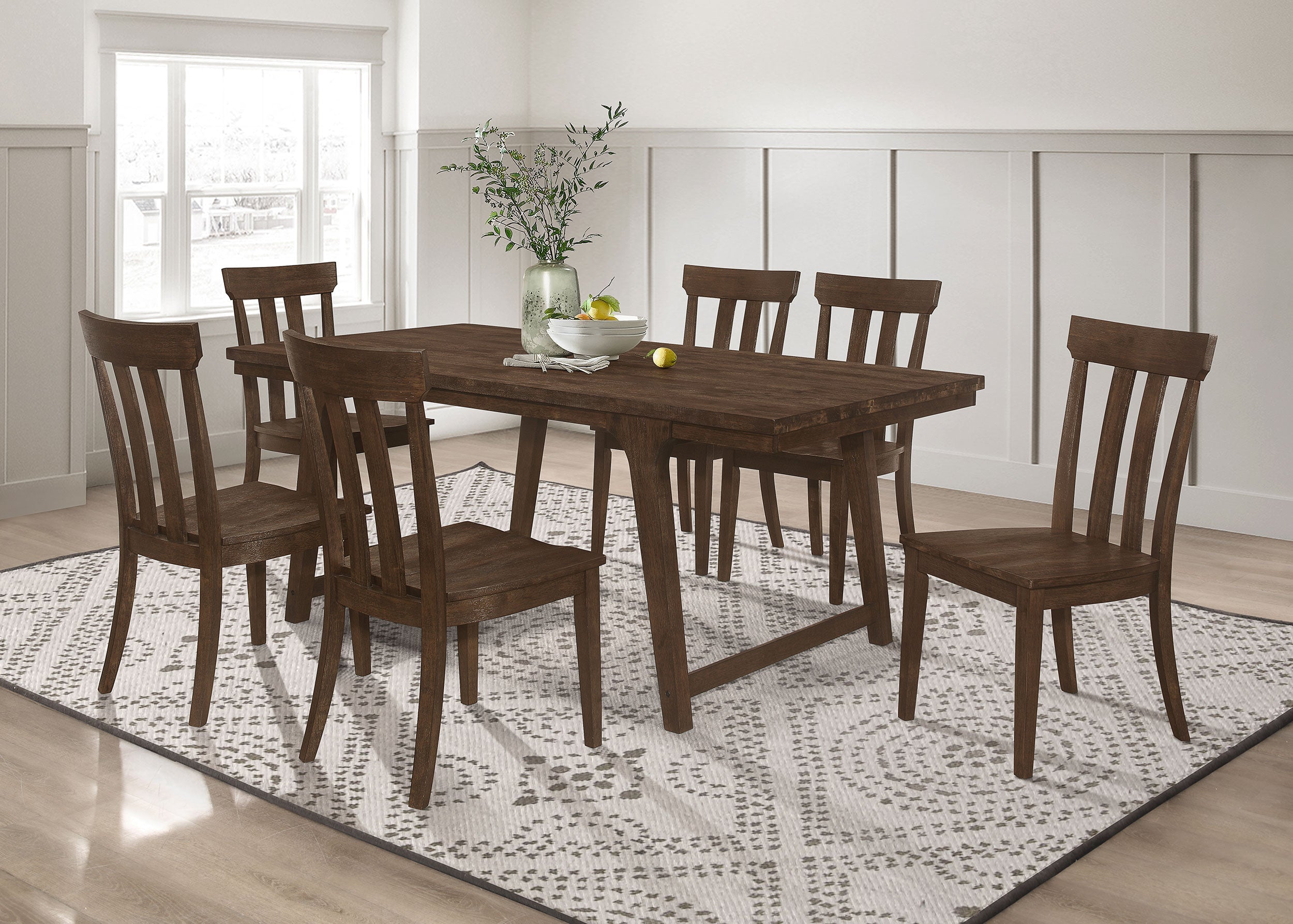 Reynolds  Rectangular Dining Table Set Brown Oak