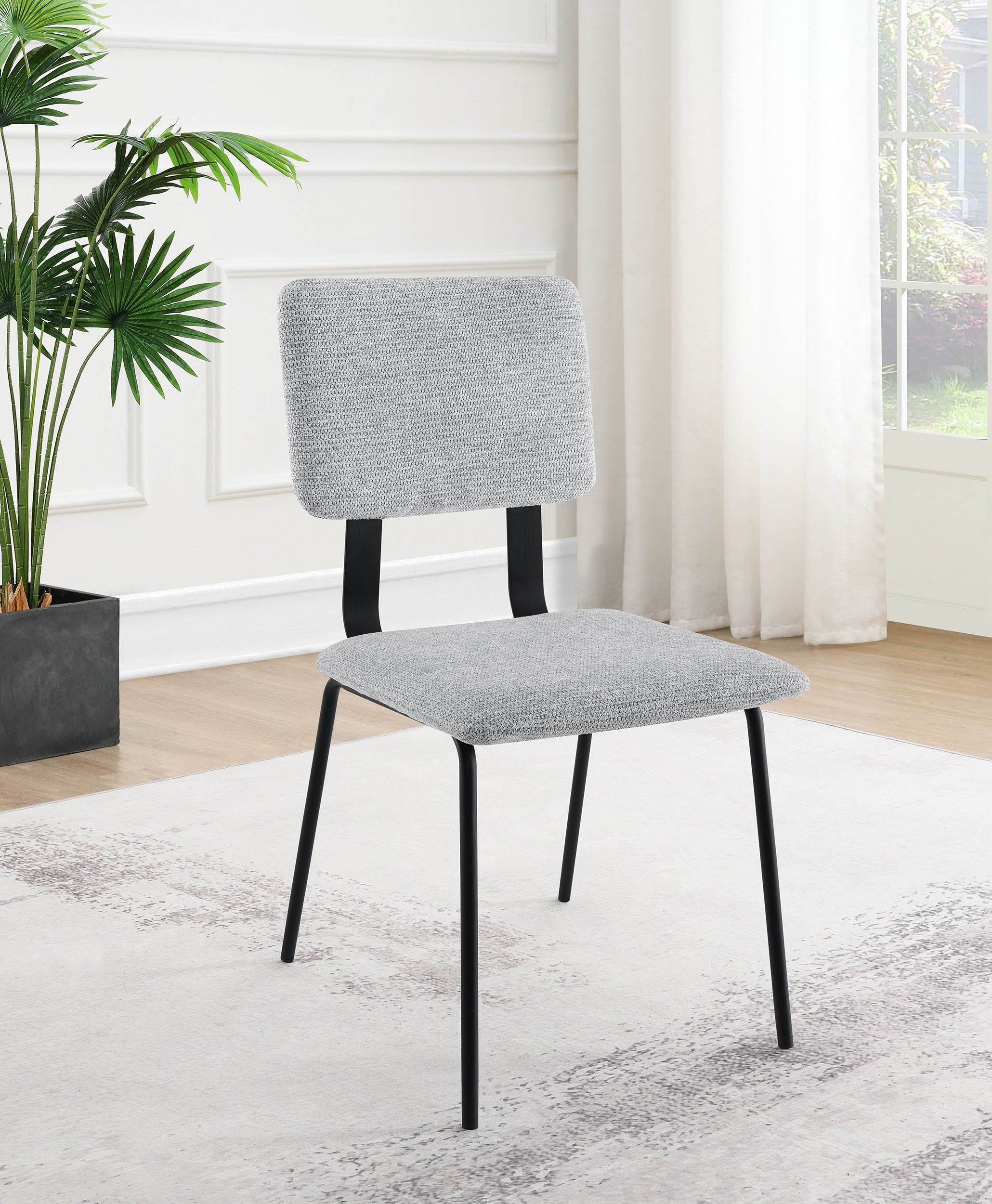 Calla Fabric Upholstered Dining Side Chair Grey (Set of 2)