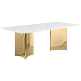 Telvin Rectangular 79-inch Marble Top Dining Table White