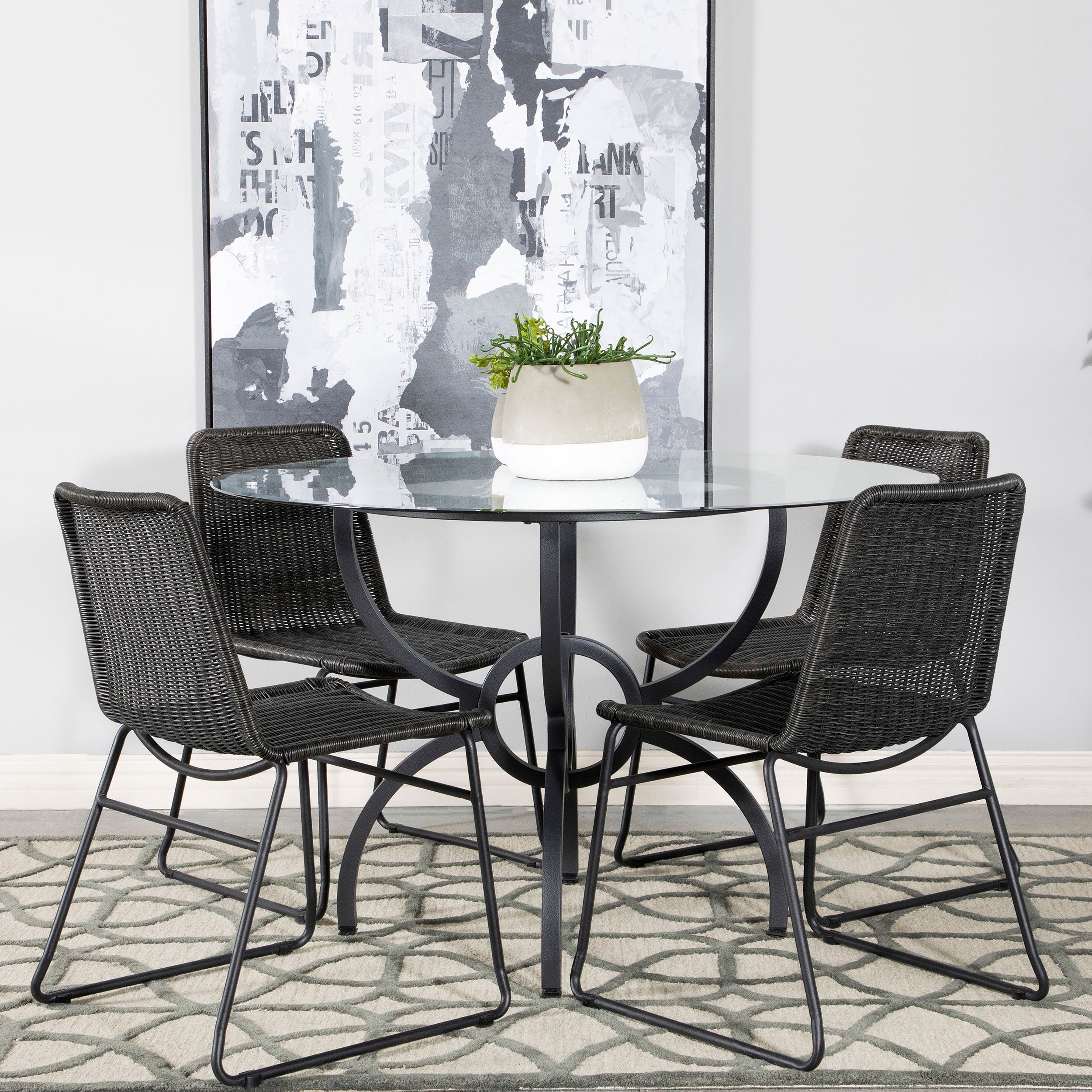 Aviano Round Metal Dining Table Base Gunmetal