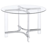 Adino 47-inch Round Glass Top Acrylic Dining Table Chrome