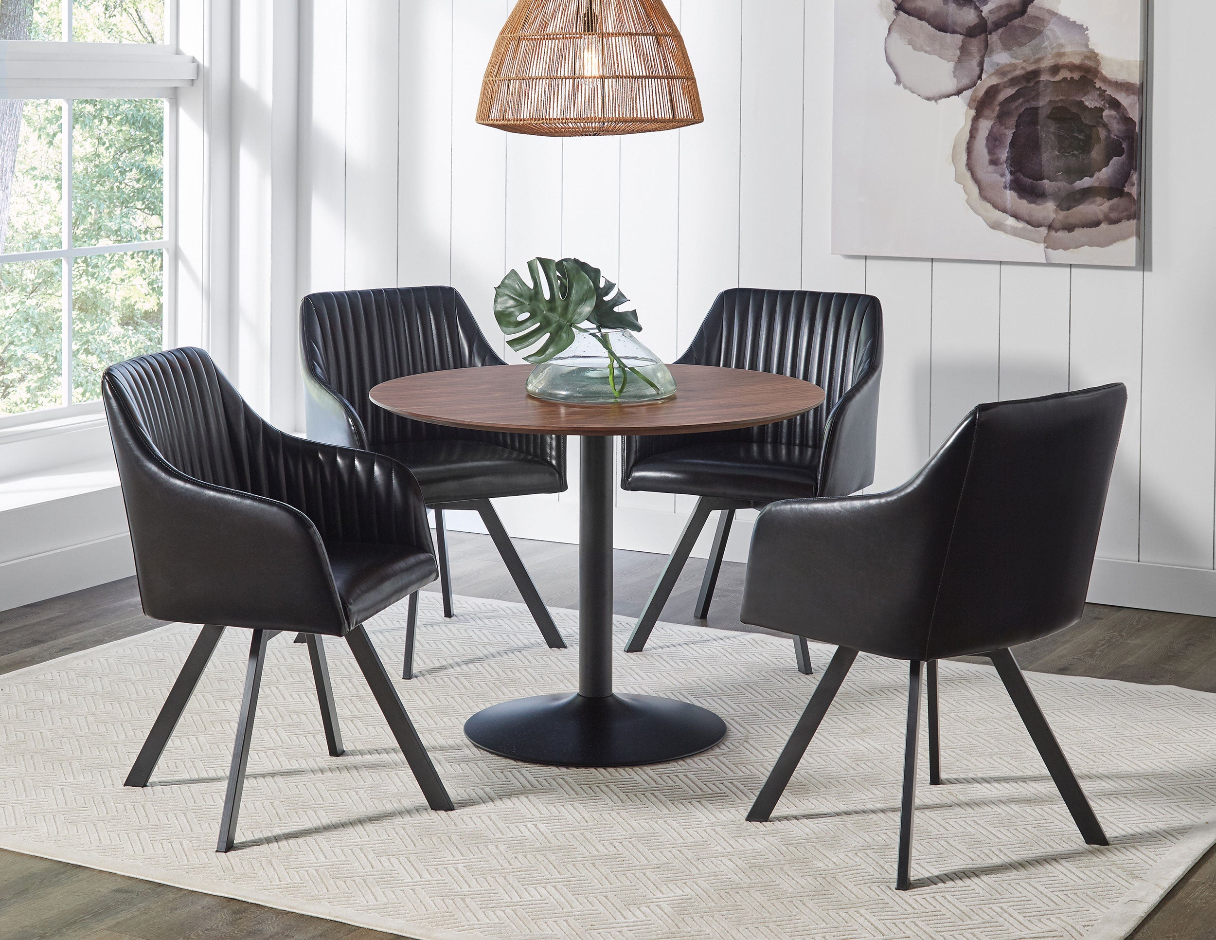 Lana Round Dining Table Walnut and Black