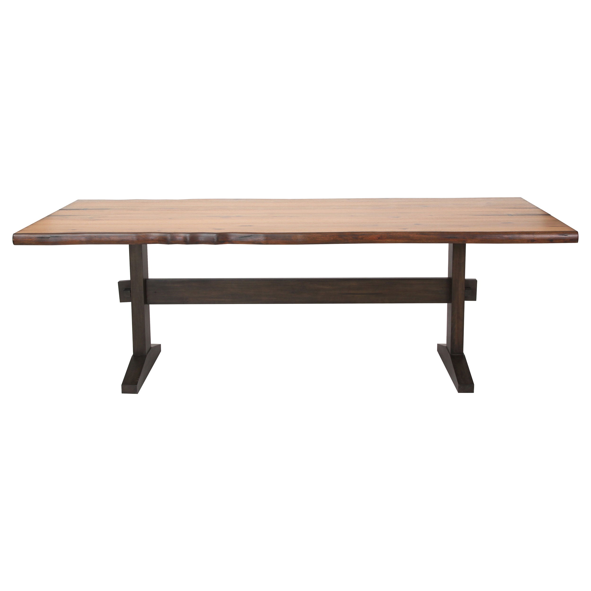 Bexley Live Edge Trestle Dining Table Natural Honey and Espresso