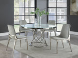 Irene  Round Glass Top Dining Set White and Chrome