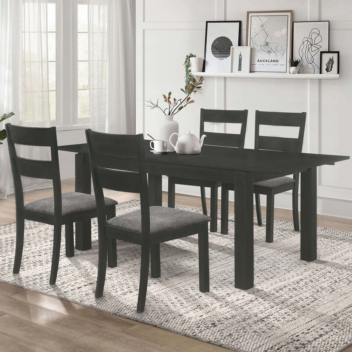 Jakob  Rectangular Dining Set Grey and Black