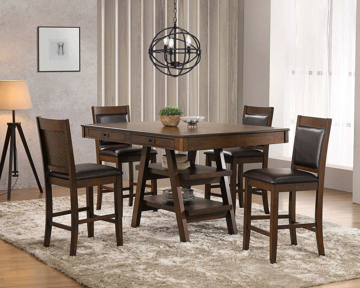 Dewey  Rectangular Dining Set Brown and Walnut