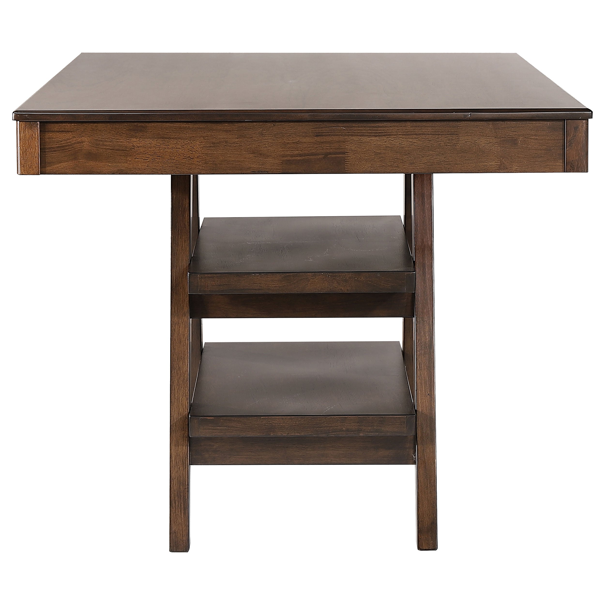 Dewey 2-drawer Counter Height Table with Open Shelves Walnut