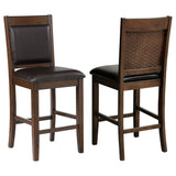 Dewey Upholstered Counter Height Chairs with Footrest (Set of 2) Brown and Walnut