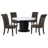 Sherry  Round Dining Set with Grey Fabric Chairs