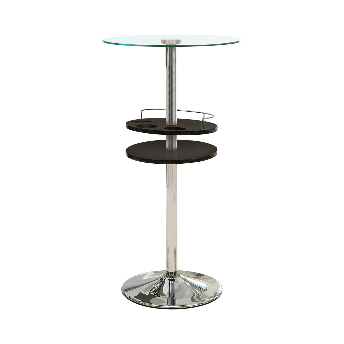 Gianella Glass Top Bar Table with Wine Storage Black and Chrome