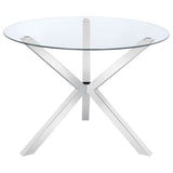 Vance Glass Top Dining Table with X-cross Base Chrome