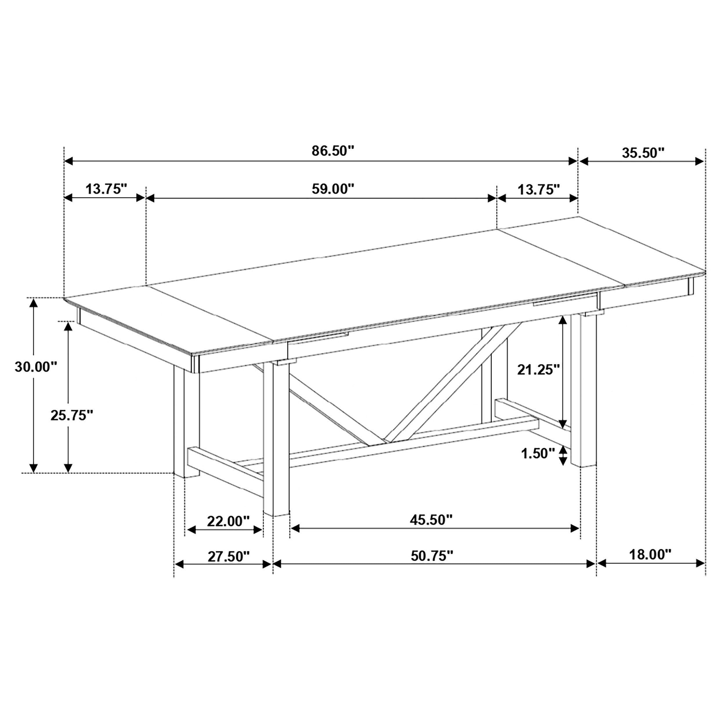 Malia Rectangular Dining Table with Refractory Extension Leaf Black