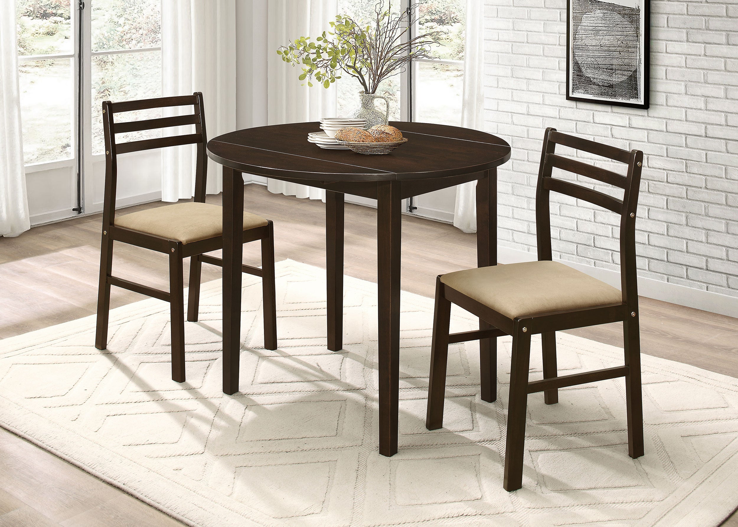 Bucknell 3-piece Dining Set with Drop Leaf Natural and Tan