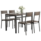 Lana  Rectangular Dining Table Set Dark Brown and Matte Black