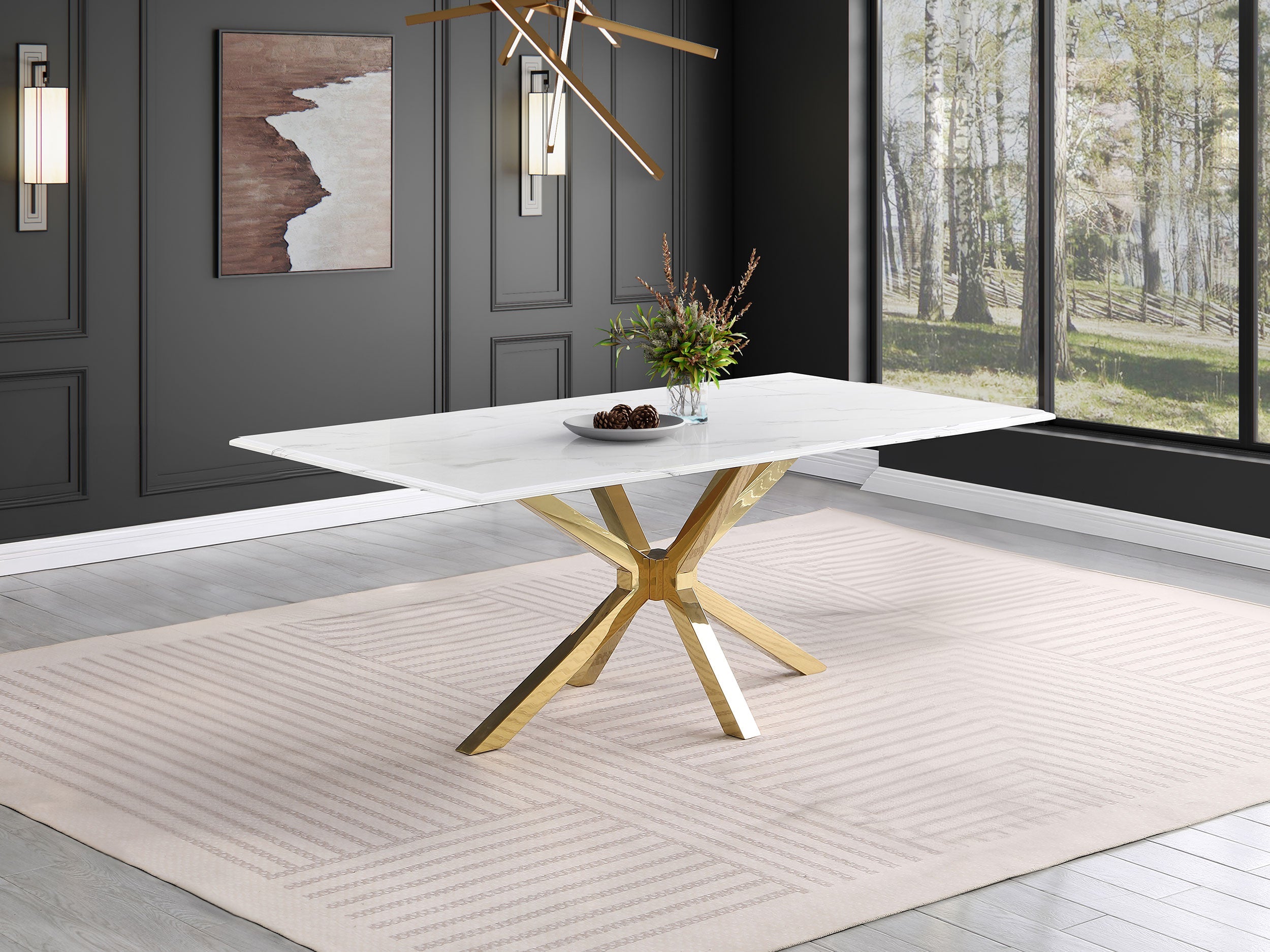 Venera Rectangular 79-inch Faux Marble Dining Table White