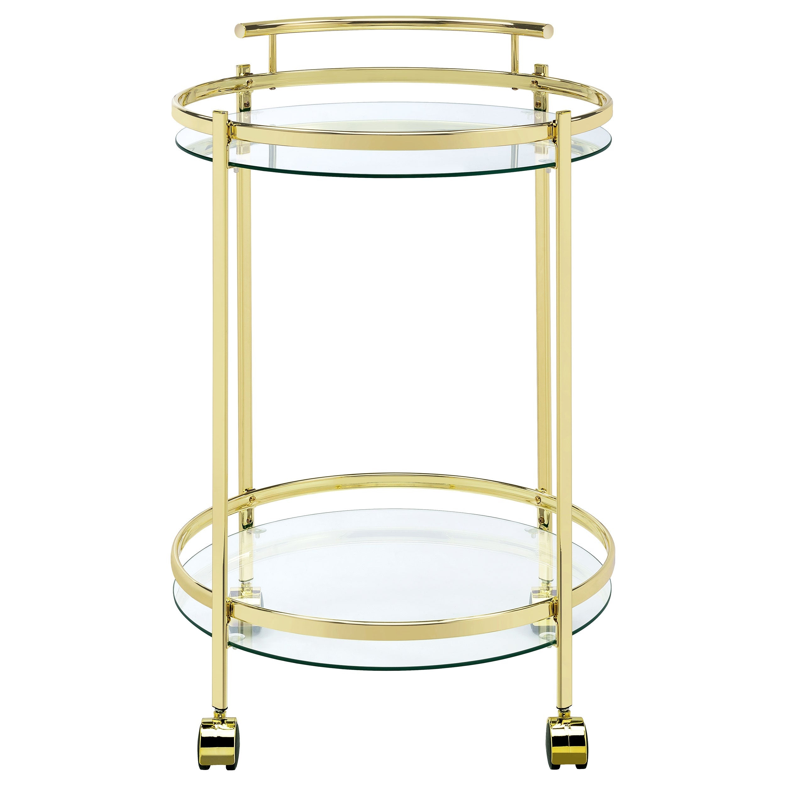 Chrissy 2-tier Round Glass Bar Cart Brass