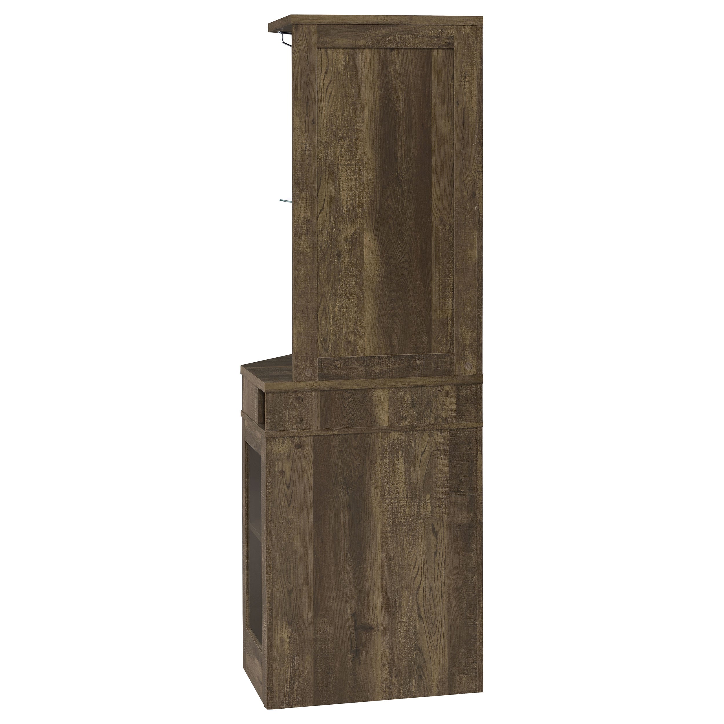 Alviso Corner Bar Cabinet with Stemware Rack Rustic Oak