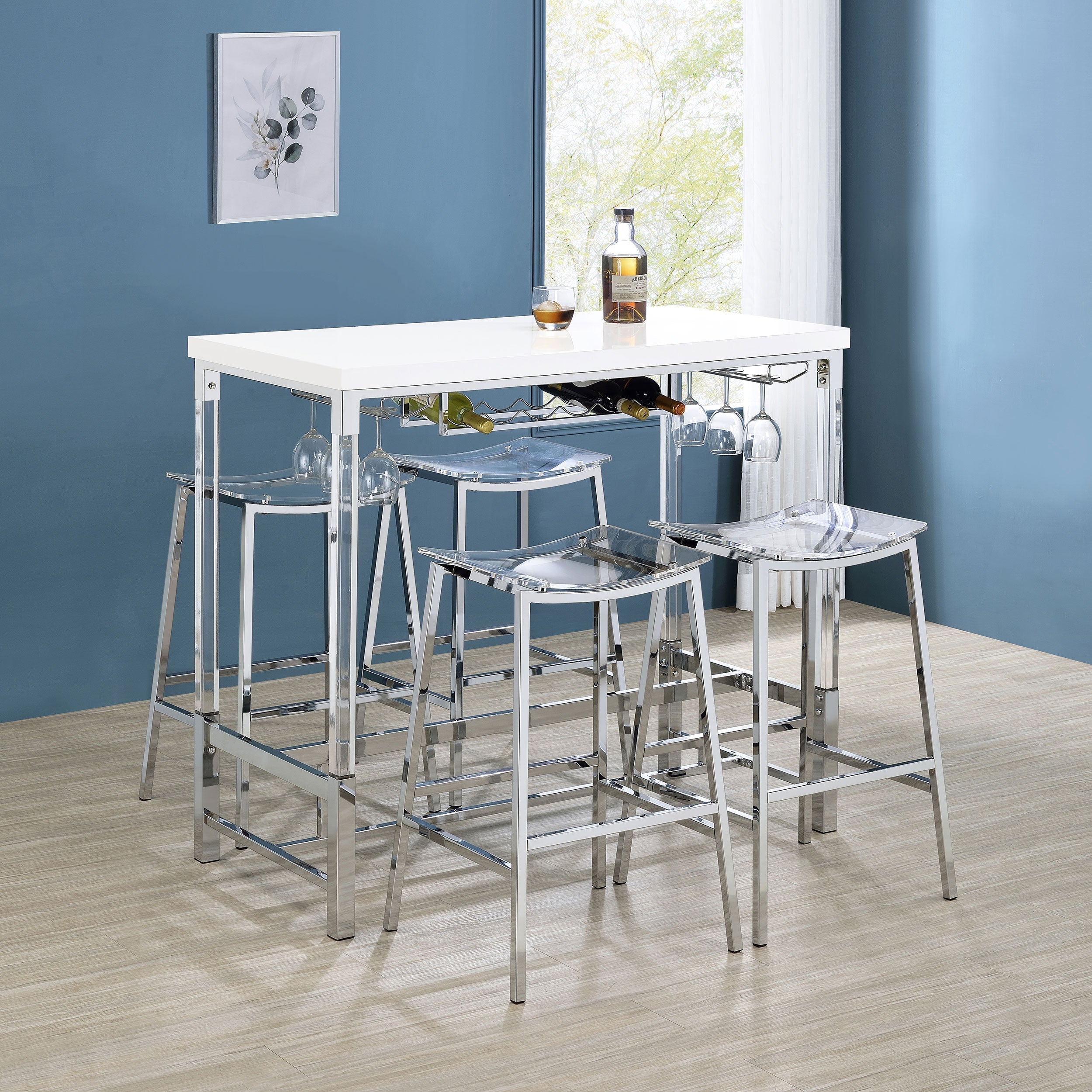 Jovani Acrylic Backless Bar Stools Clear and Chrome (Set of 2)