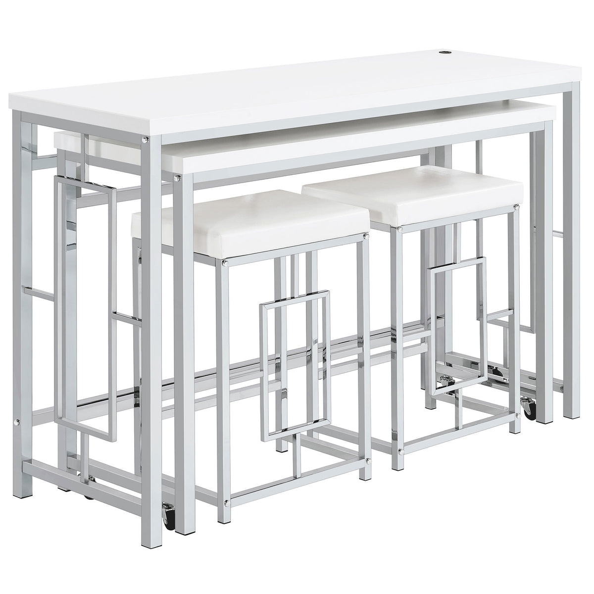 Jackson  Multipurpose Counter Height Table Set White and Chrome