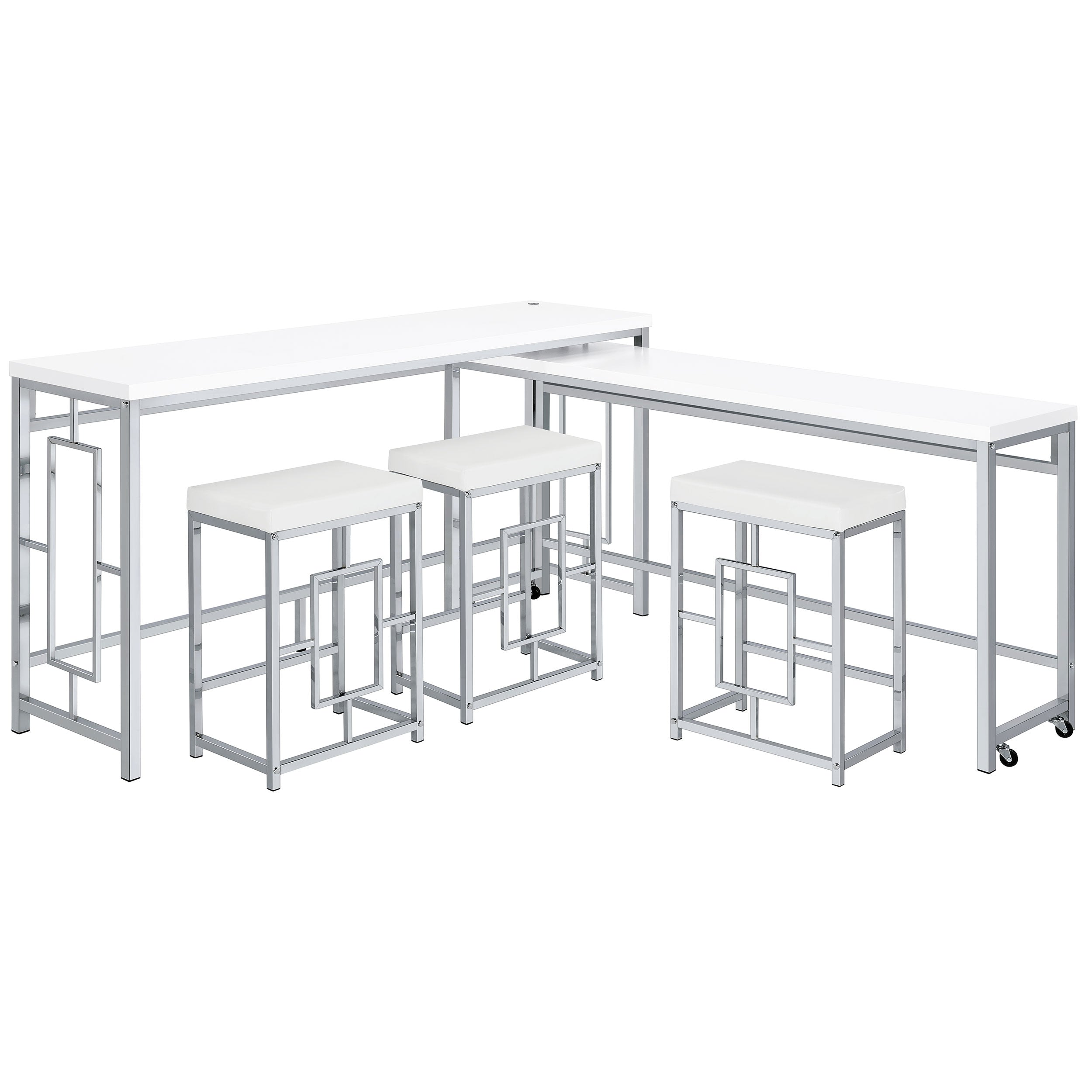 Jackson  Multipurpose Counter Height Table Set White and Chrome