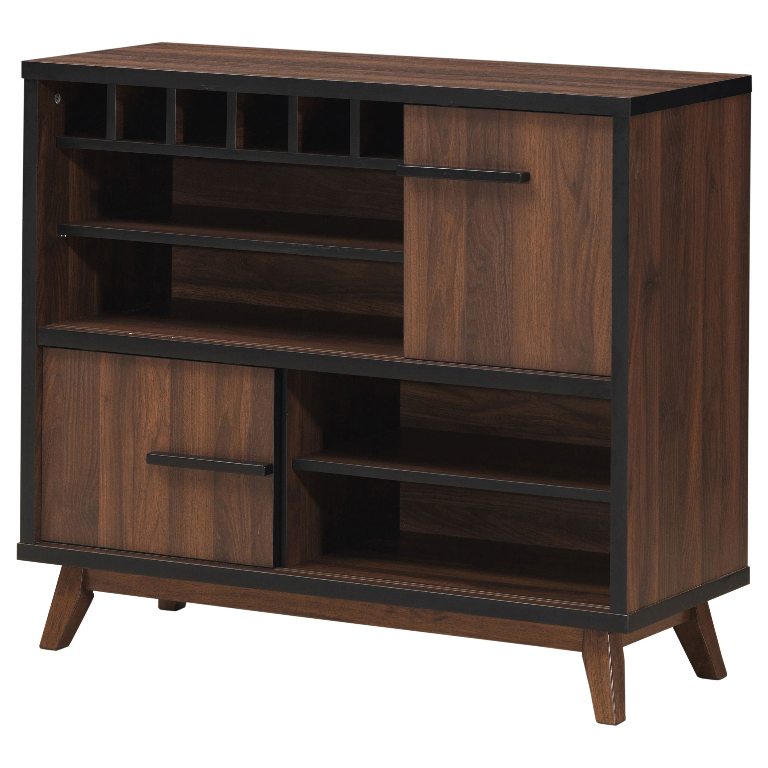 Ezekiel Wine Cabinet with 2 Sliding Doors Walnut and Black