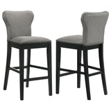 Rolando Upholstered Solid Back Bar Stools with Nailhead Trim (Set of 2) Grey and Black