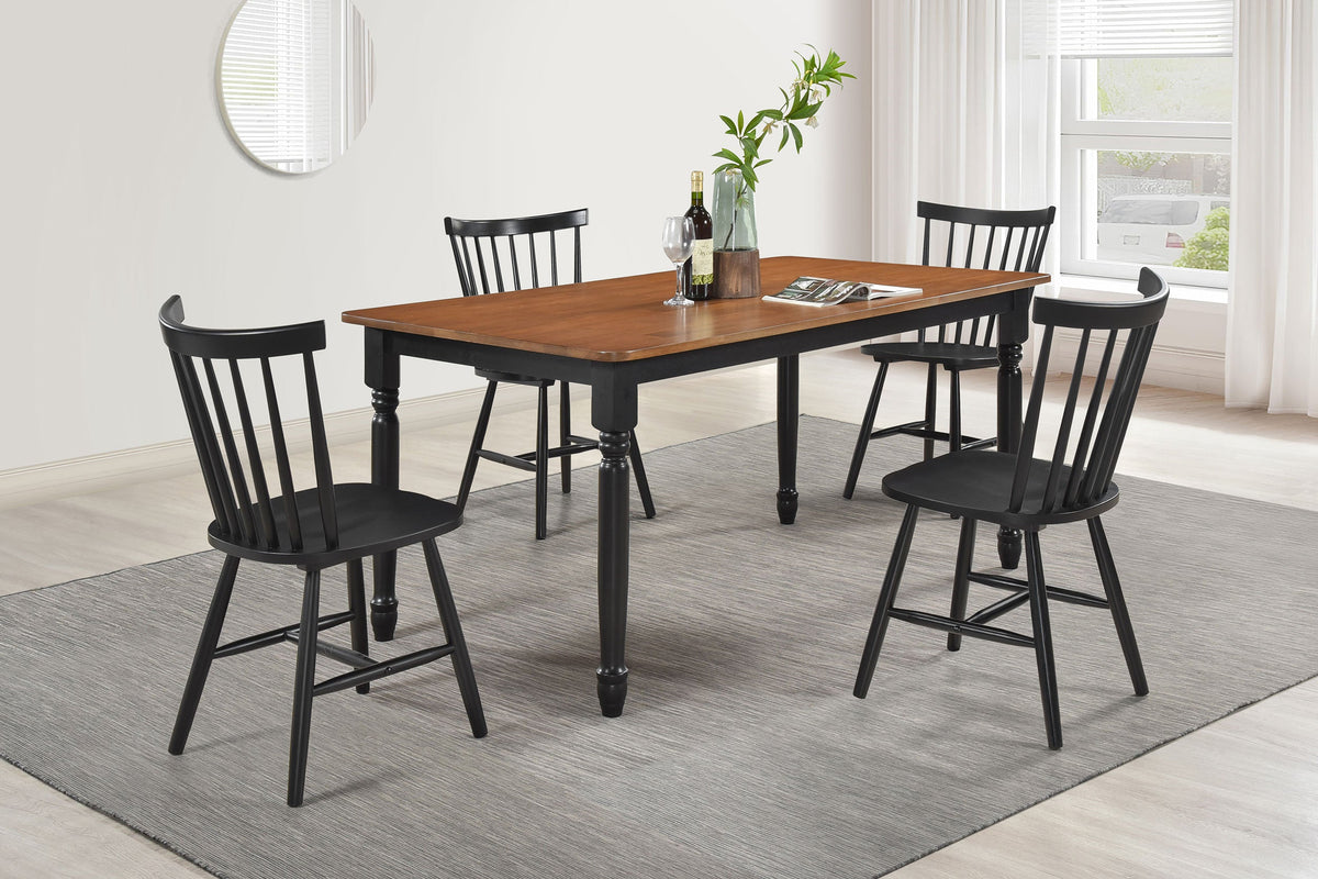 Hollyoak  Rectangular Dining Set Walnut and Black