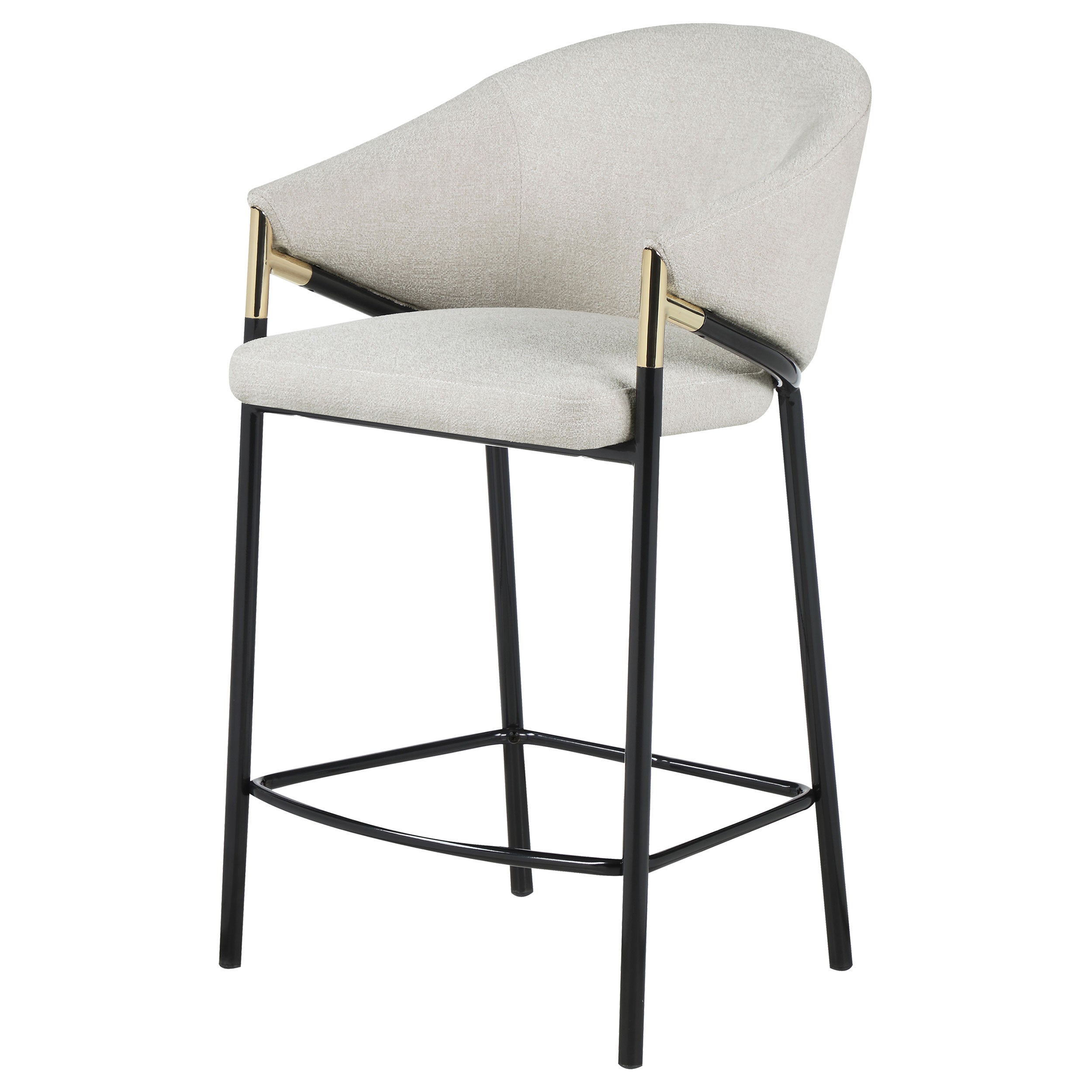 Chadwick Sloped Arm Bar Stools Beige and Glossy Black (Set of 2)