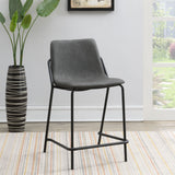 Earnest Solid Back Upholstered Bar Stools Grey and Black (Set of 2)