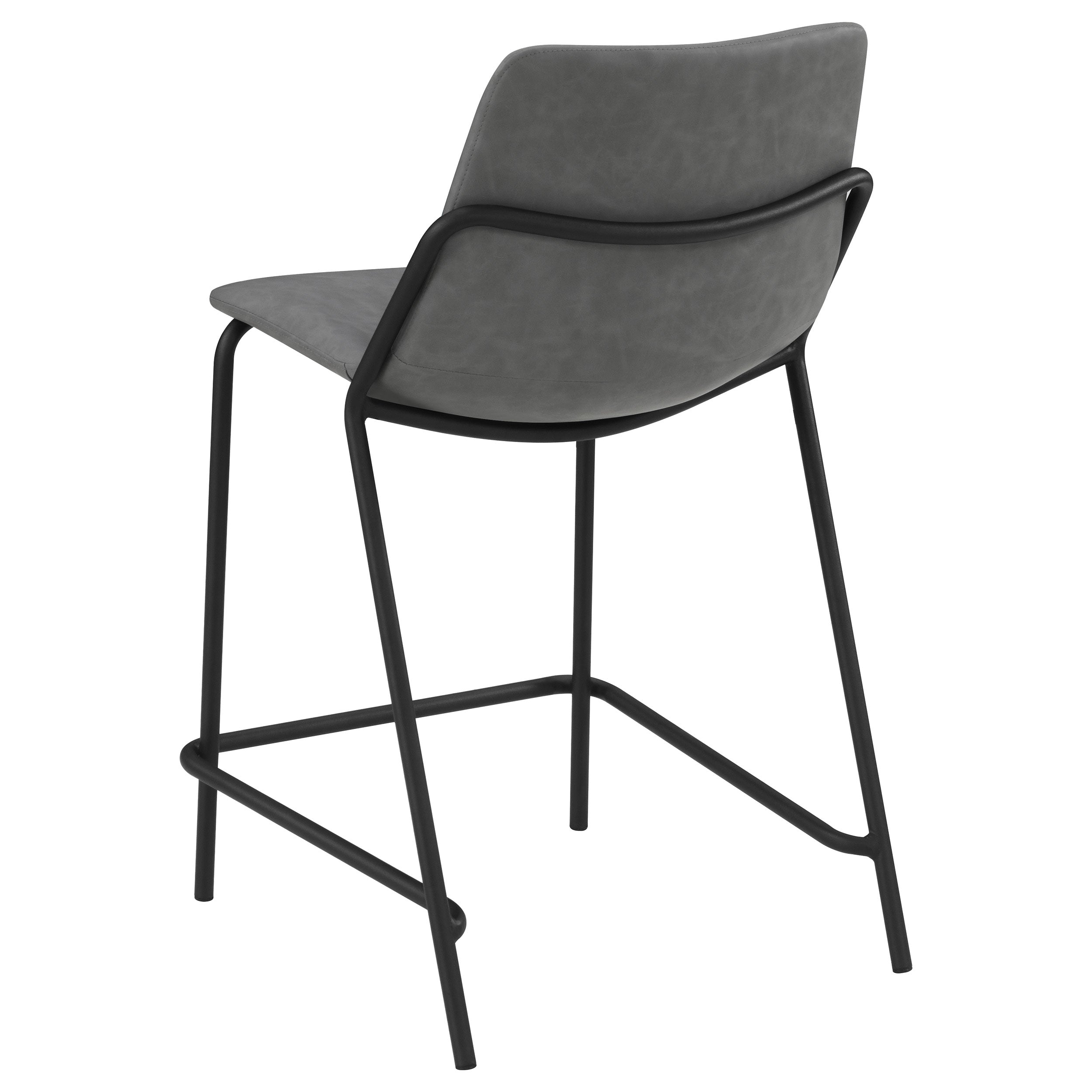 Earnest Solid Back Upholstered Bar Stools Grey and Black (Set of 2)