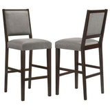 Bedford Upholstered Open Back Bar Stools with Footrest (Set of 2) Grey and Espresso