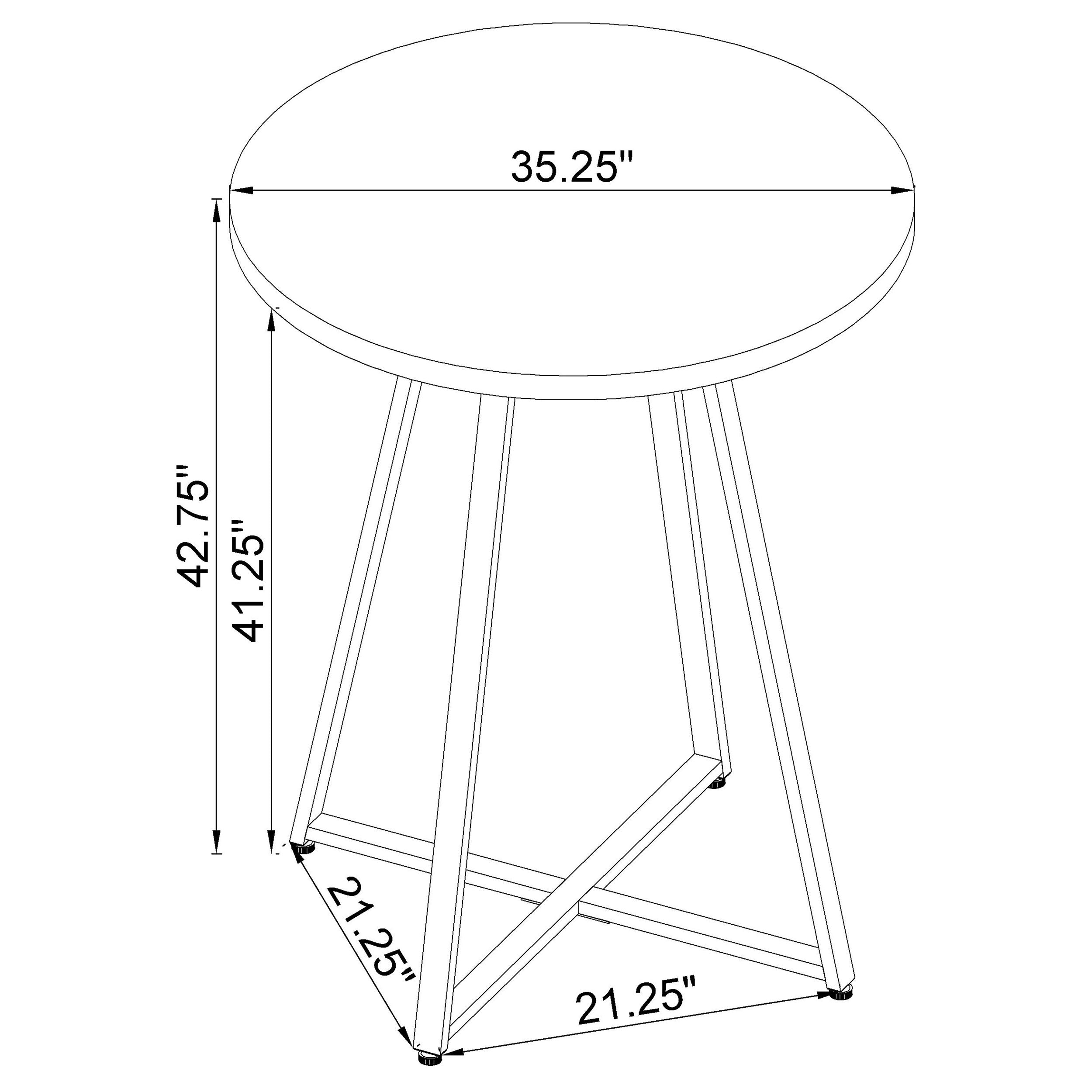 Burkhart Sled Base Round Bar Table Brown Oak and Chrome