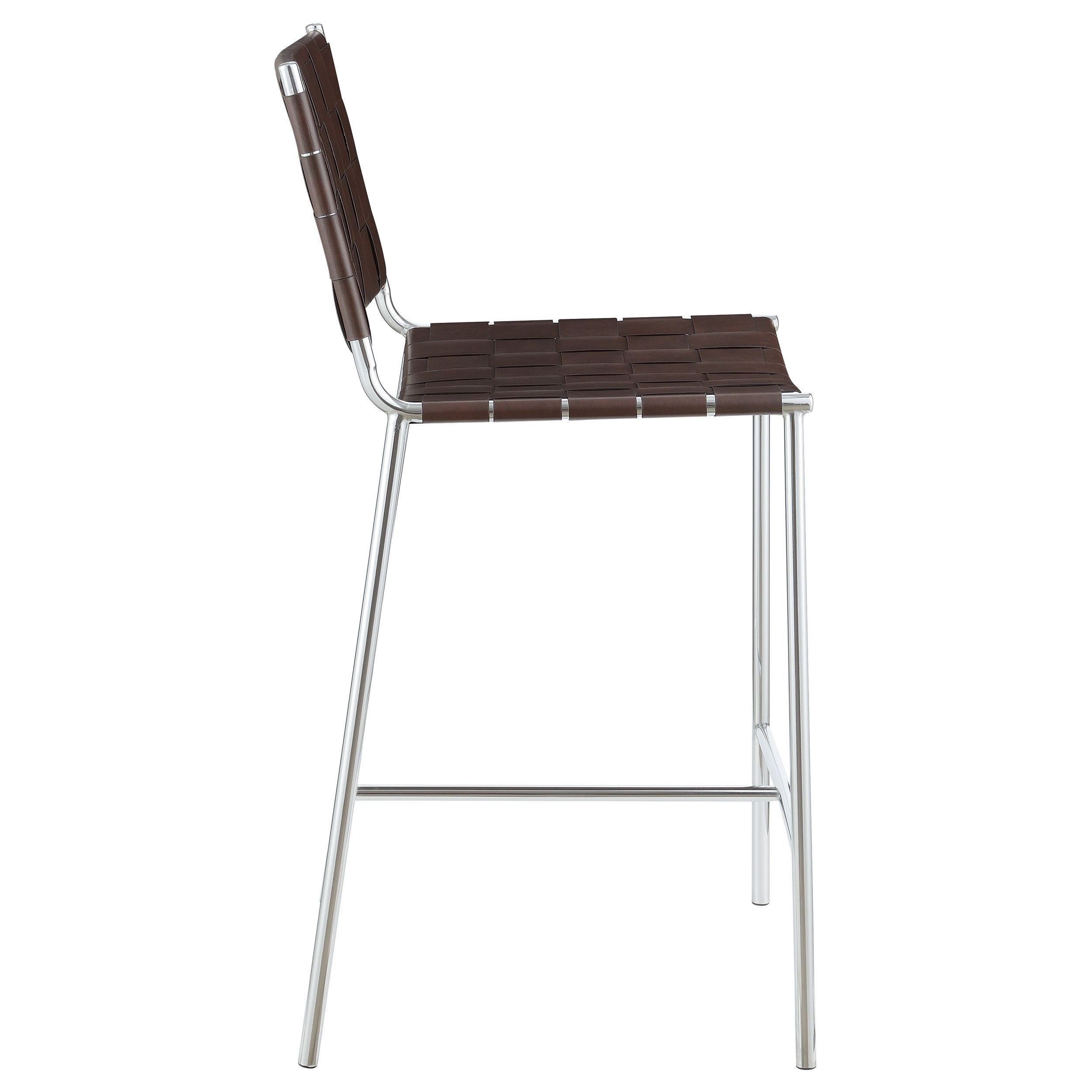 Adelaide Upholstered Counter Height Stool with Open Back Brown and Chrome