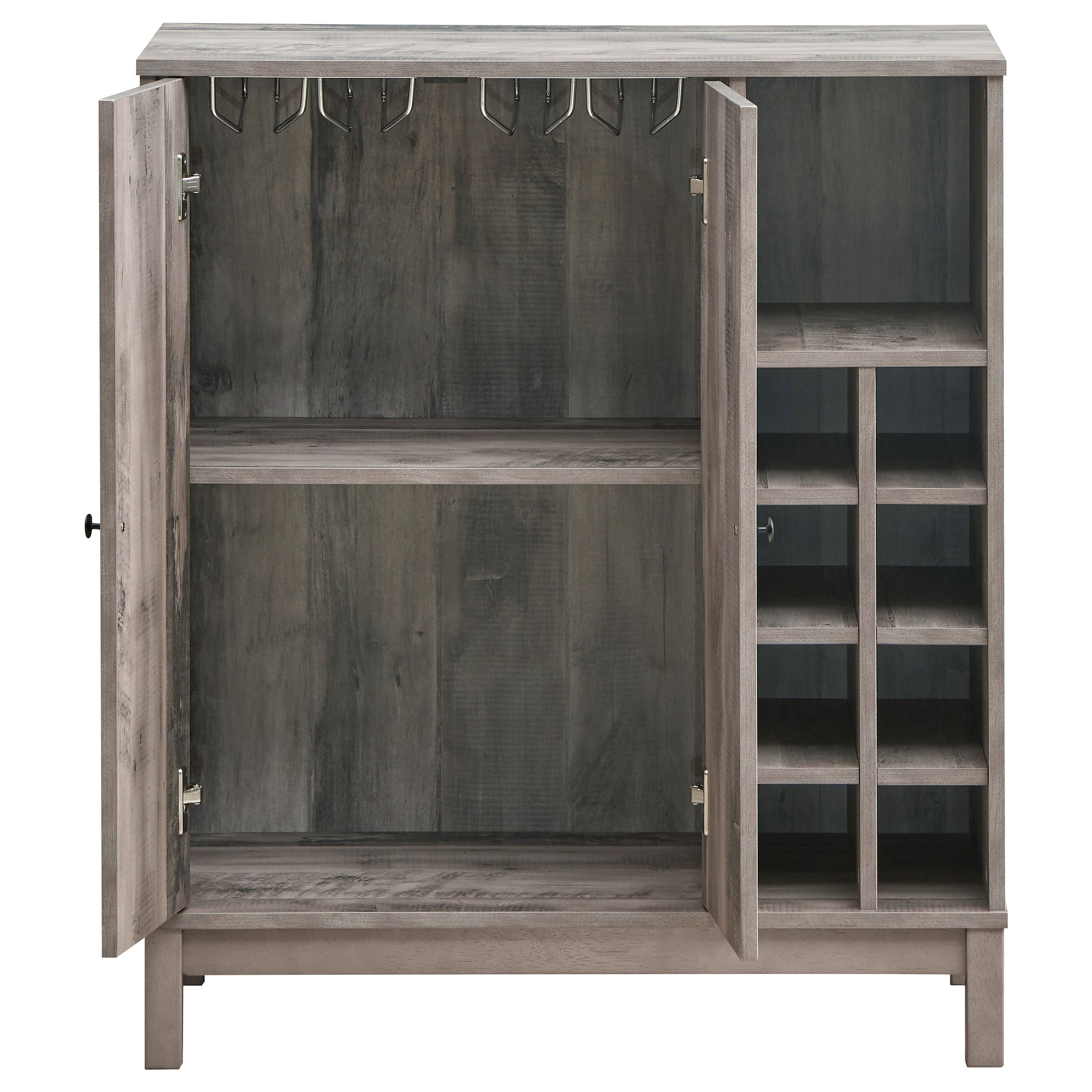 Cheyenne 2-door Wine Cabinet with Stemware Rack Weathered Acacia